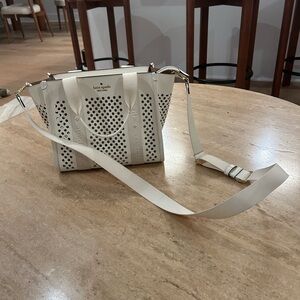 Kate Spade White Perforated Crossbody Bag